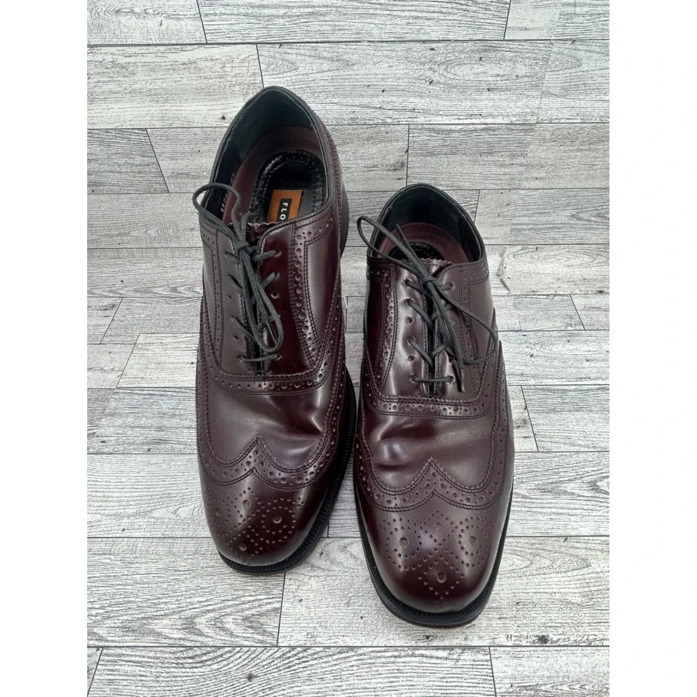 Florsheim Men 9.5 D Burgundy Leather‎ Wingtip Oxford Brogue Dress Shoes 17066-05